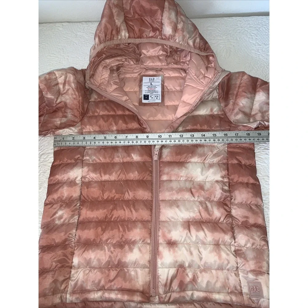 Gap Cold Control‎ Puffer Jacket Girls Size L (10) Pink Tie dye Full zip NWOT